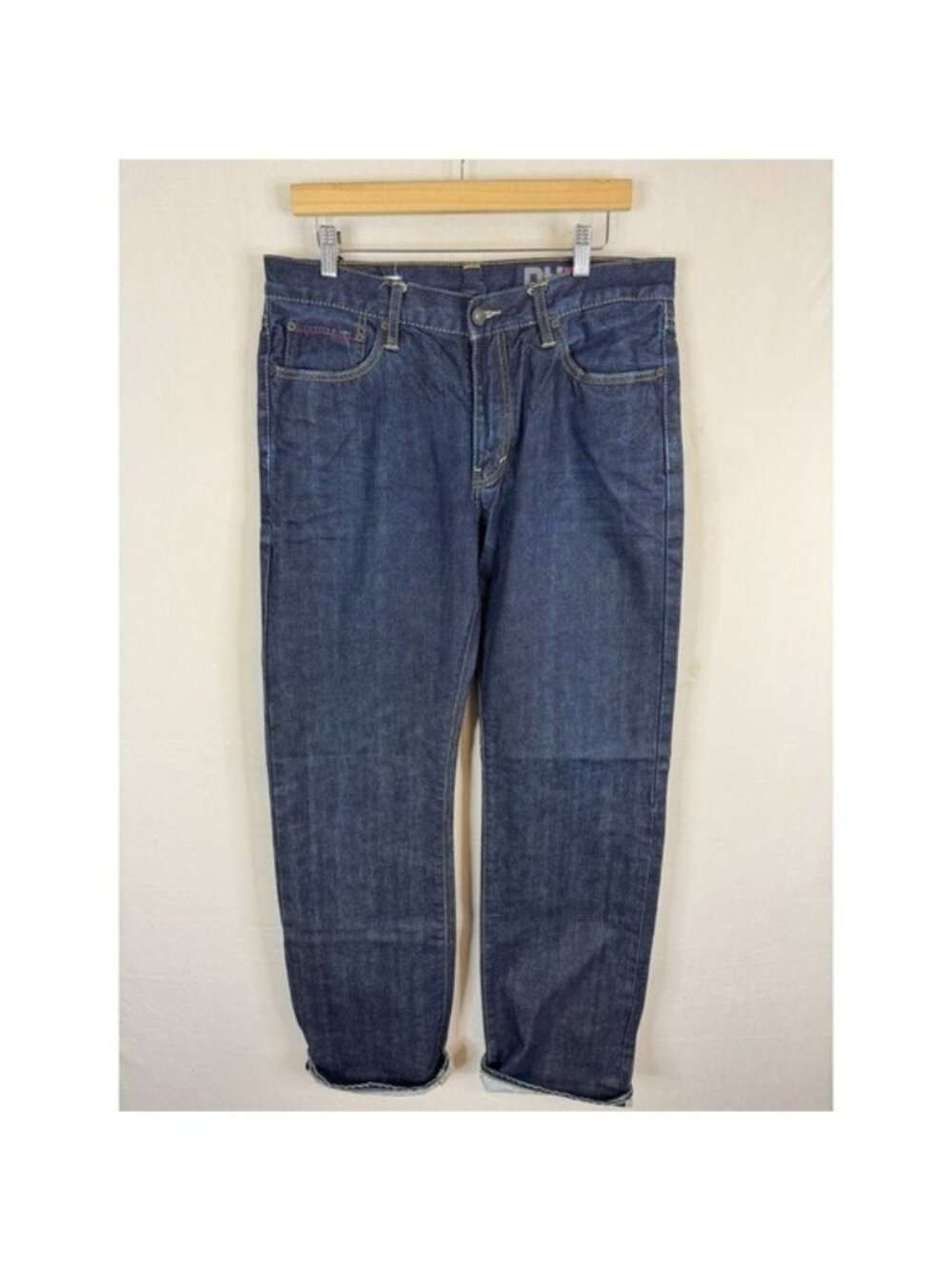 DH3 Jake Selvedge Mens Low Relaxed Fit Straight Leg Indigo Rope Dye Jeans 34x36